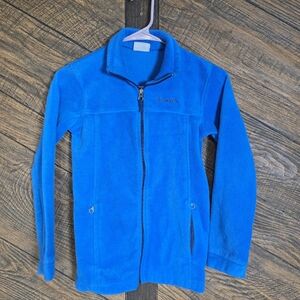 Columbia Royal Blue Fleece Kids Zip Jacket With Zipper Pockets Size Medium 10/12
